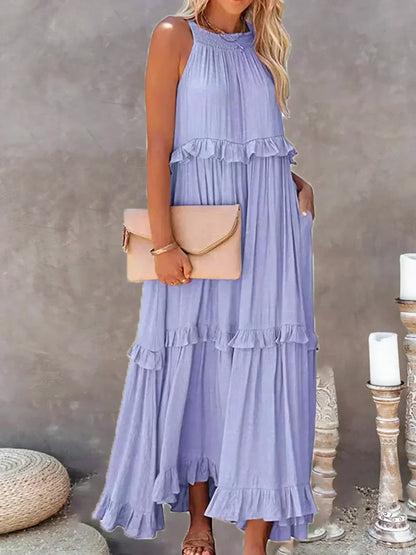 Damen Sommerkleid ohne Ärmel mit Rüschendetails
