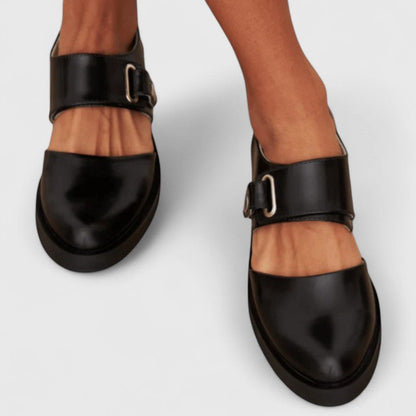 Damen Mary Jane Ballerinas mit Riemchendetail, gepolsterter Innensohle und niedrigem Absatz