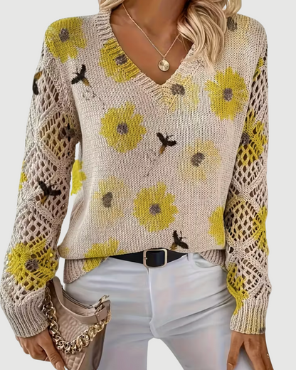 Damen Pullover Mit Durchbrochenen Ärmeln Und Weicher Struktur