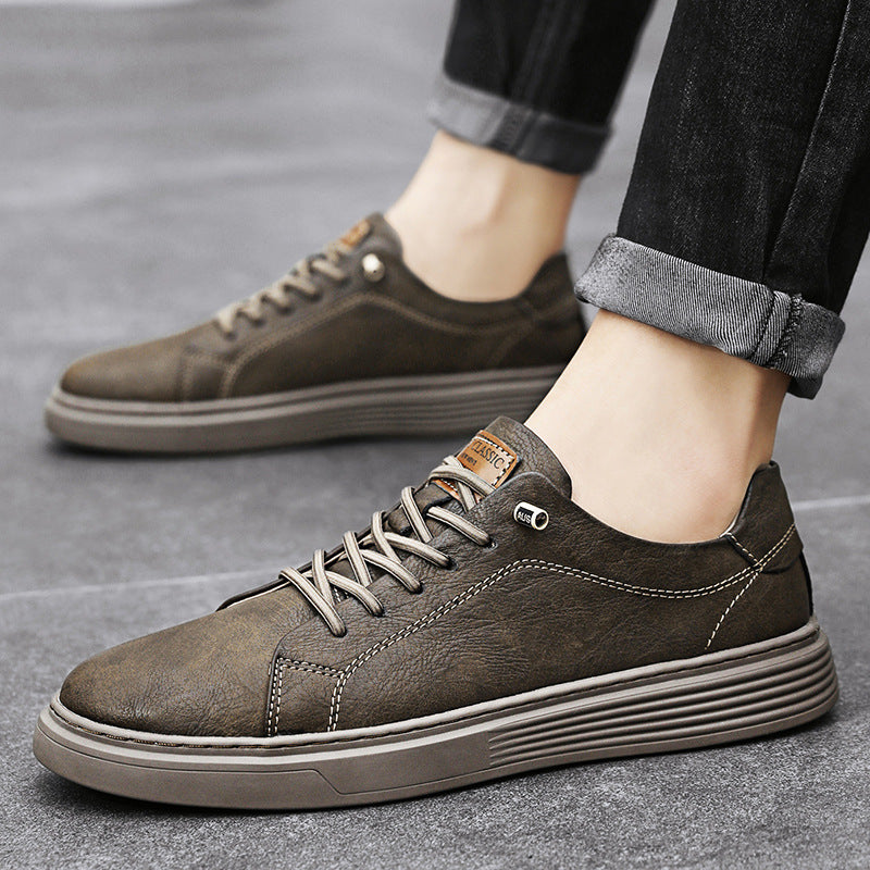 Men's Sneakers with Stitched Upper and Clear Silhouette