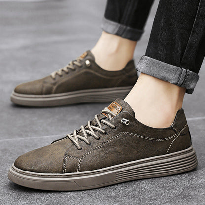 Men's Sneakers with Stitched Upper and Clear Silhouette