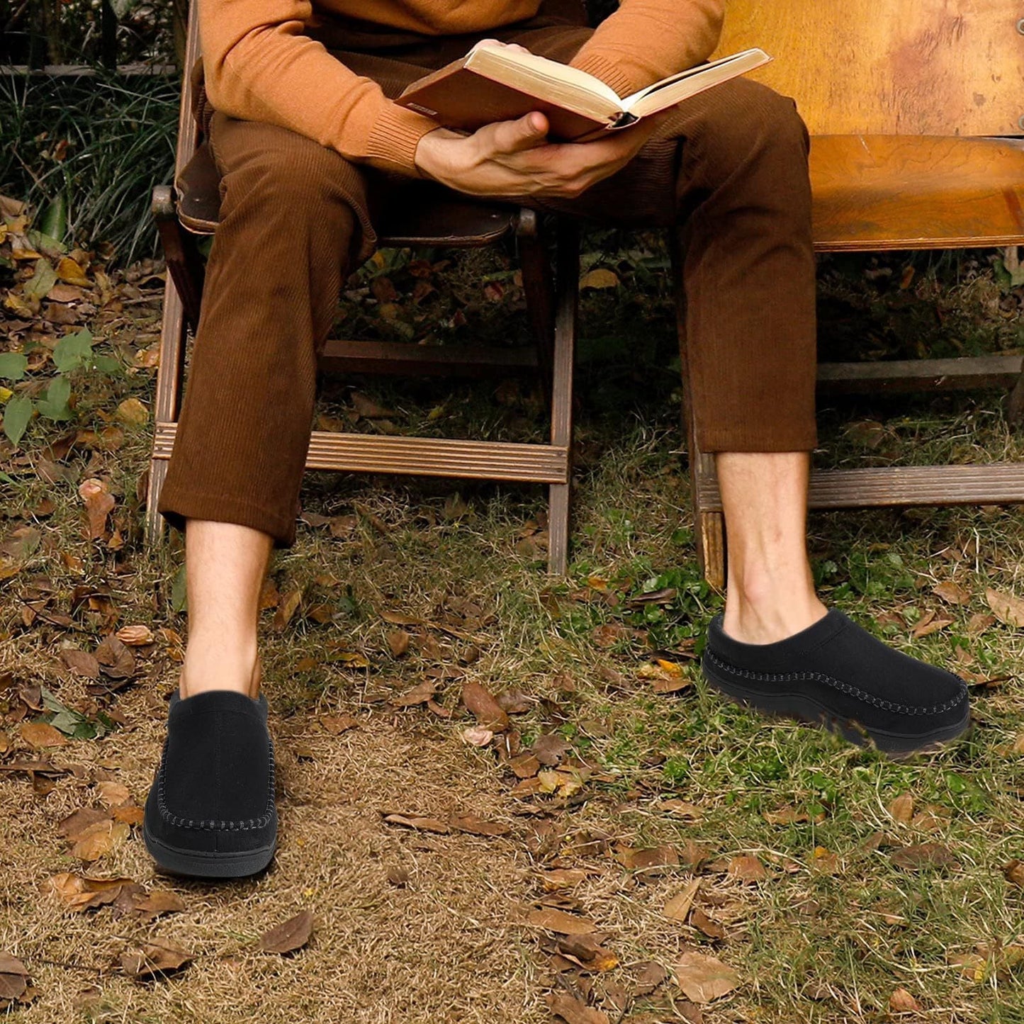 Herren Winter-Loafer Zum Hineinschlüpfen Mit Weiter Zehenbox, Rutschfester Sohle Und Plüschfutter