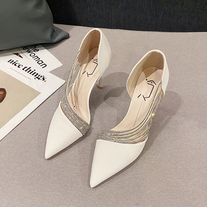 Damen-Sommer-Stiletto-Pumps Mit Spitzer Zehenpartie Und Strasssteinen