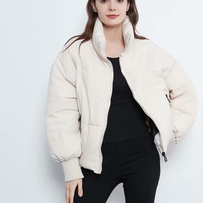 Damen Winter Steppjacke mit Stehkragen und langen Ärmeln