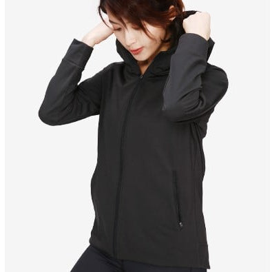 Damen-Winter-Yogajacke mit Kapuze und Stehkragen – Sportlicher Stil