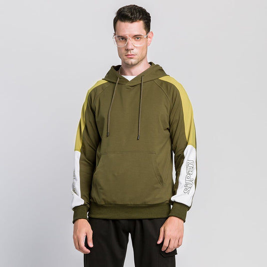 Herren Hoodie-Pullover Letter-Print Kontrast Langarm Kapuze – Freizeit und Alltag