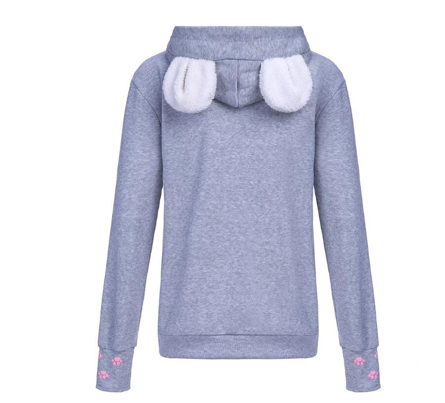 Damen-Pullover-Hoodie mit Katzen-Print und langen Ärmeln
