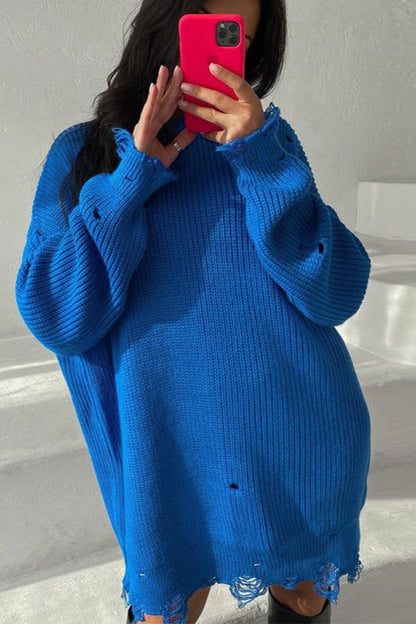Rückansicht des Oversize-Pullovers mit Rollkragen für Damen