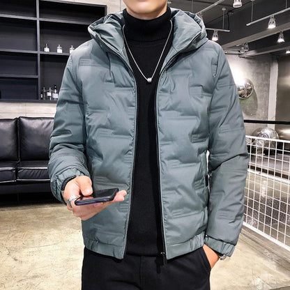 Herren Winter Daunenjacke mit dicker Wattierung und Reißverschluss vorne