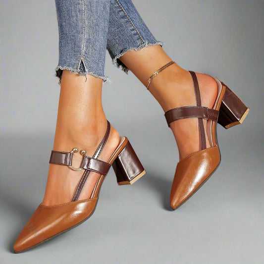 Damen Slingback-Blockabsatz-Schuhe mit Fußgewölbeunterstützung
