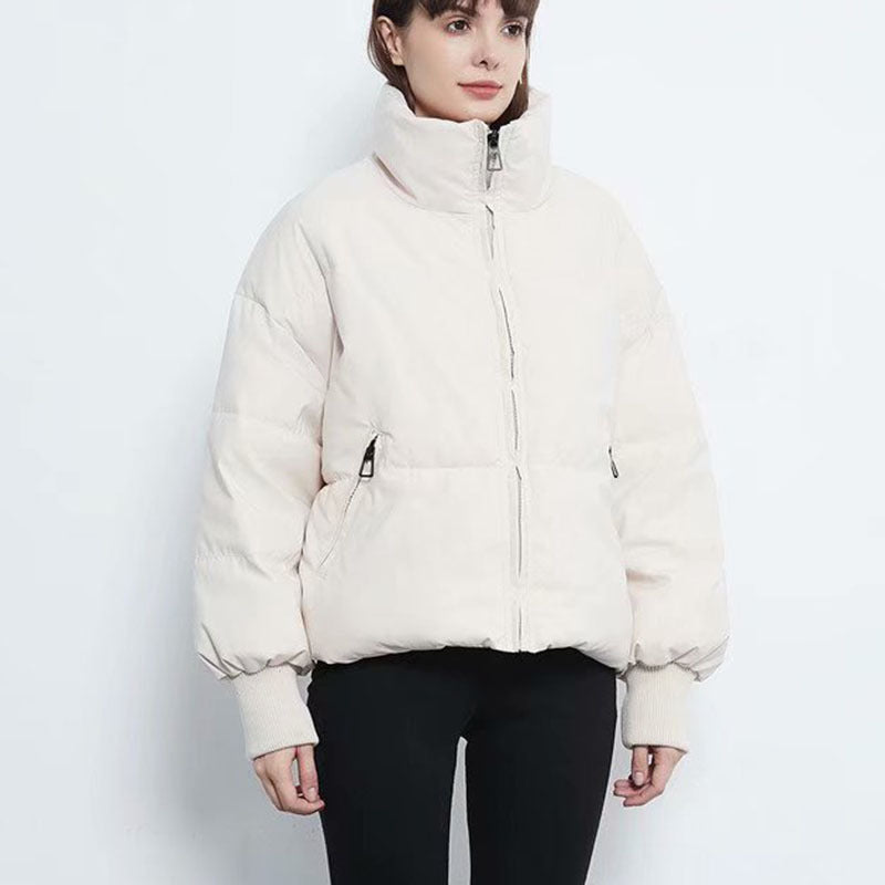 Damen Winter Steppjacke mit Stehkragen und langen Ärmeln