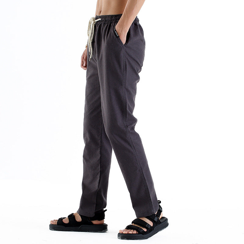 Herren-Hose Im Leinenstil, Lockere Passform, Gerader Schnitt