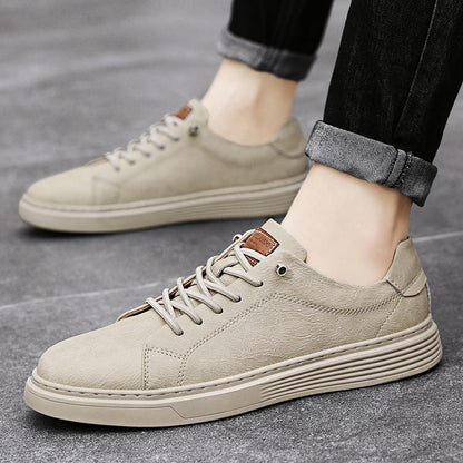 Men's Sneakers with Stitched Upper and Clear Silhouette