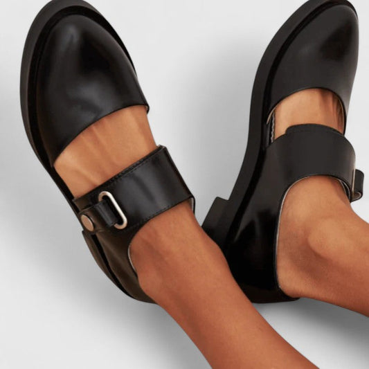 Damen Mary Jane Ballerinas mit Riemchendetail, gepolsterter Innensohle und niedrigem Absatz