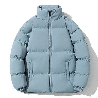 Winter coat for men with geometric pattern and standing collar