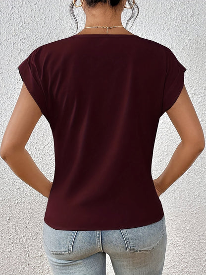 Damen T-Shirt Mit V-Ausschnitt Und Kurzen Ärmeln In Leichter Passform