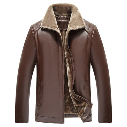 Men's winter quilted jacket with turn-down collar and multiple pockets