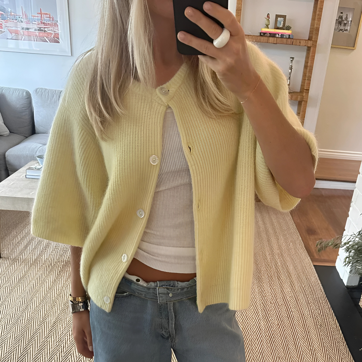 Damen-Strickjacke mit Knopfleiste und schlichtem Design