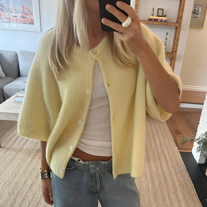 Damen Kurzarm Cardigan Mit Knopfleiste
