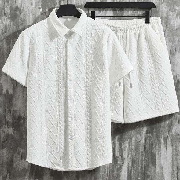 Herren-Frühlings-Shorts-Set: Kurzarm-T-Shirt Und Shorts Mit Rautenmuster
