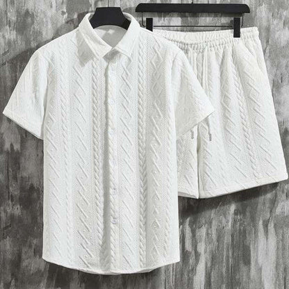 Herren-Frühlings-Shorts-Set: Kurzarm-T-Shirt Und Shorts Mit Rautenmuster
