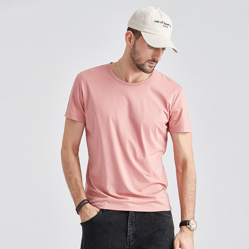 Herren Sommer Slim Fit Kurzarm Rundhals Schnelltrocknendes T-Shirt Unifarben Dünnes Oberteil