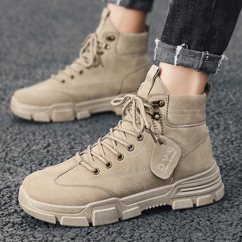 Herren-Arbeitsstiefel bis zur Wade mit Schnürsenkeln und Gummisohle
