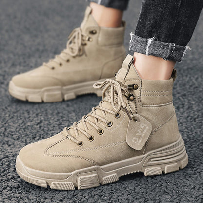 Herren-Arbeitsstiefel bis zur Wade mit Schnürsenkeln und Gummisohle