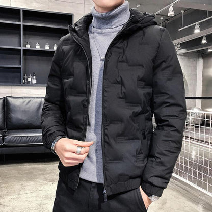 Herren Winter Daunenjacke mit dicker Wattierung und Reißverschluss vorne
