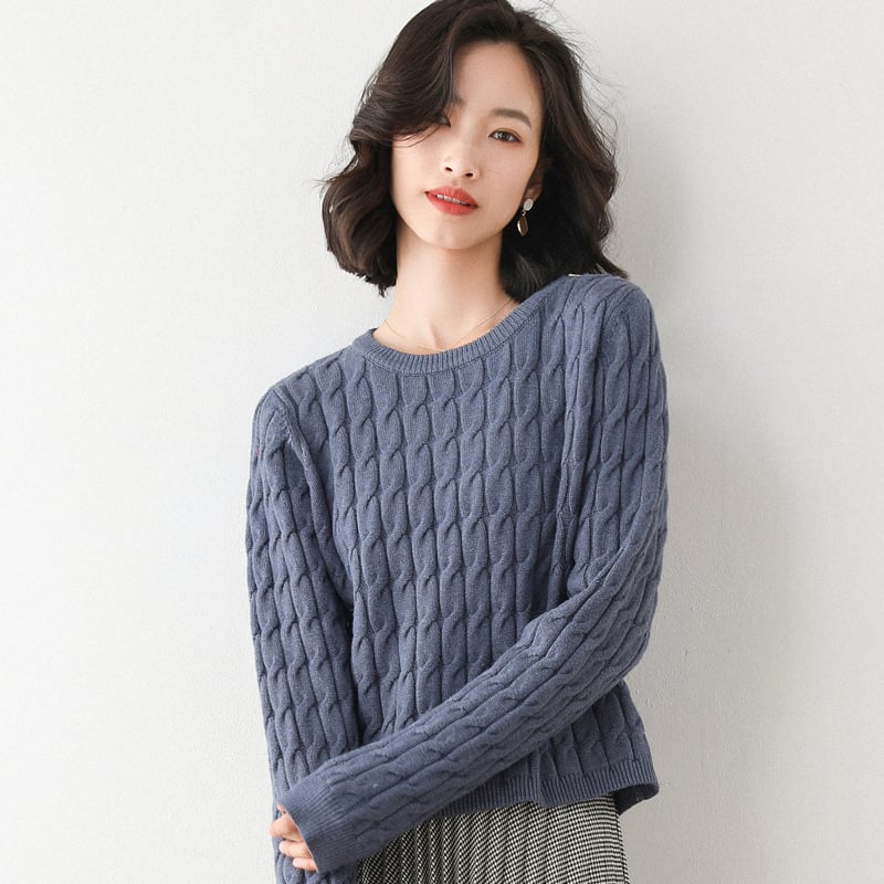 Women's Winter High-Neck Sweater Plain Long-Sleeve Sweater