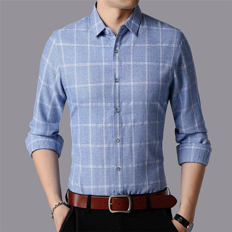 Herren Langarmhemd mit Knopfleiste – Normale Passform Leichtes Design