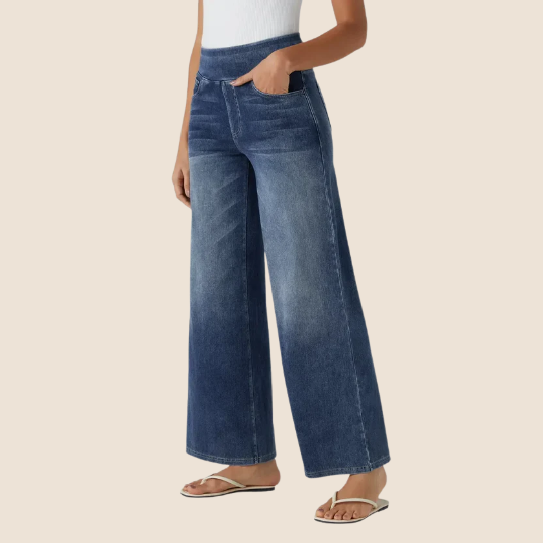 Women's Pants with High Waist and Elastic Waistband