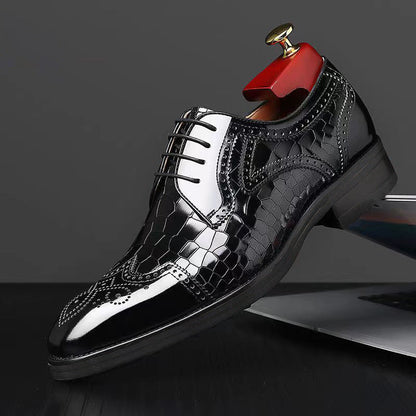 Herren Brogue Oxford Schnürschuhe mit Eckiger Spitze – Business Stil