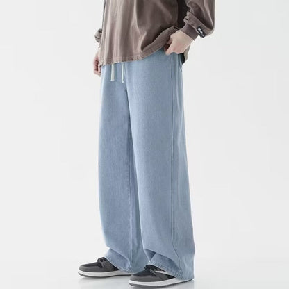 Herren-Hose Mit Weitem Bein, Mittelhoher Bund, Einfarbig, Lockere Passform
