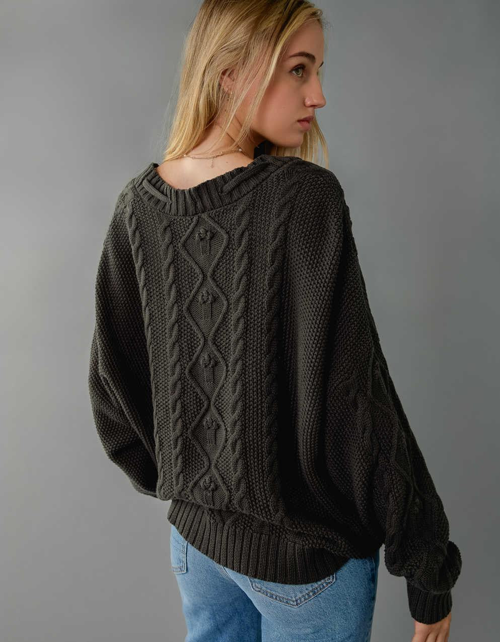 Damen Zopfmuster Strickjacke Mit Offener Vorderseite Und Geripptem Saum