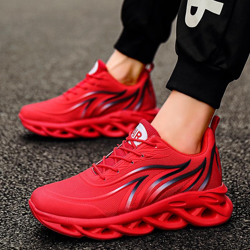 Men's running shoes with mesh upper and high heel