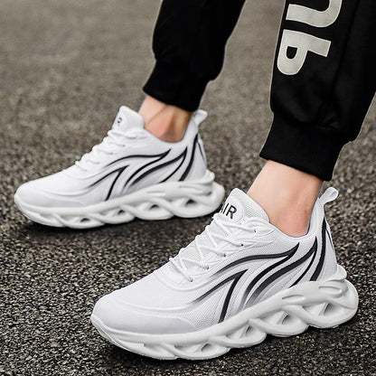 Men's running shoes with mesh upper and high heel