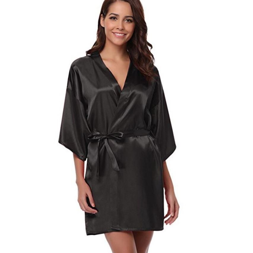 Ärmelloses Kimono-Kleid Für Damen – Satin-Optik