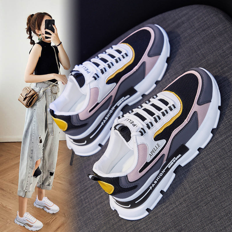 Damen-Sportschuhe für den Frühling mit runder Spitze und mittlerem Absatz, rutschfester Sohle