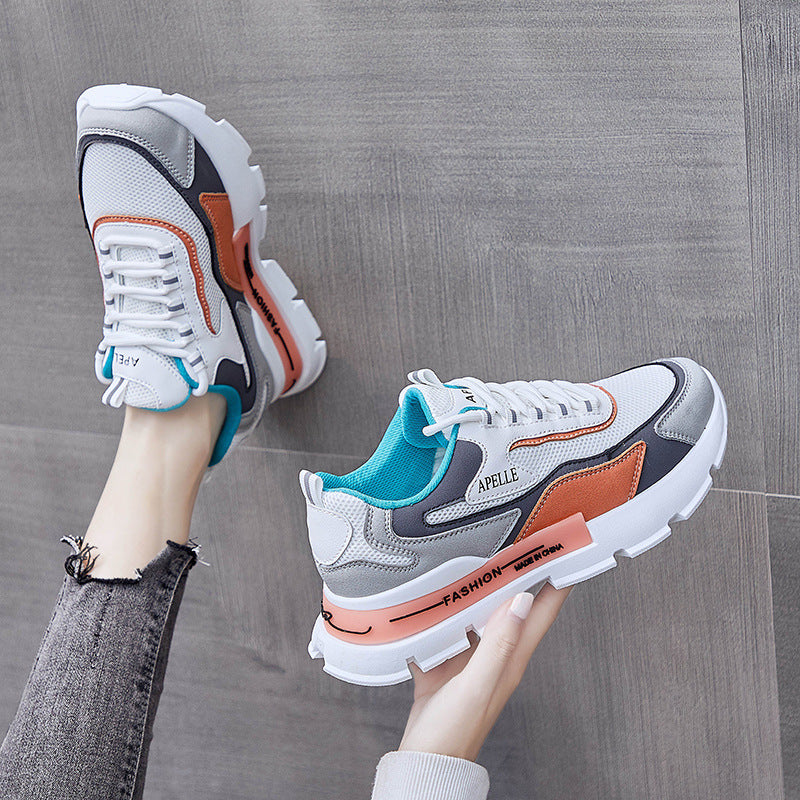 Damen-Sportschuhe für den Frühling mit runder Spitze und mittlerem Absatz, rutschfester Sohle