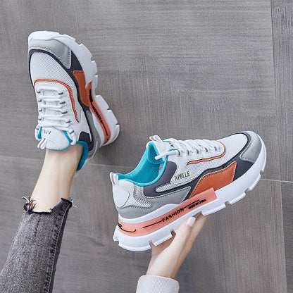 Damen-Sportschuhe für den Frühling mit runder Spitze und mittlerem Absatz, rutschfester Sohle