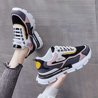 Damen-Sportschuhe für den Frühling mit runder Spitze und mittlerem Absatz, rutschfester Sohle