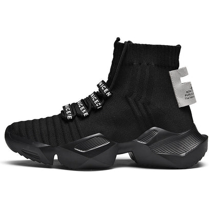 Sock-like men's sports shoes with mesh lining