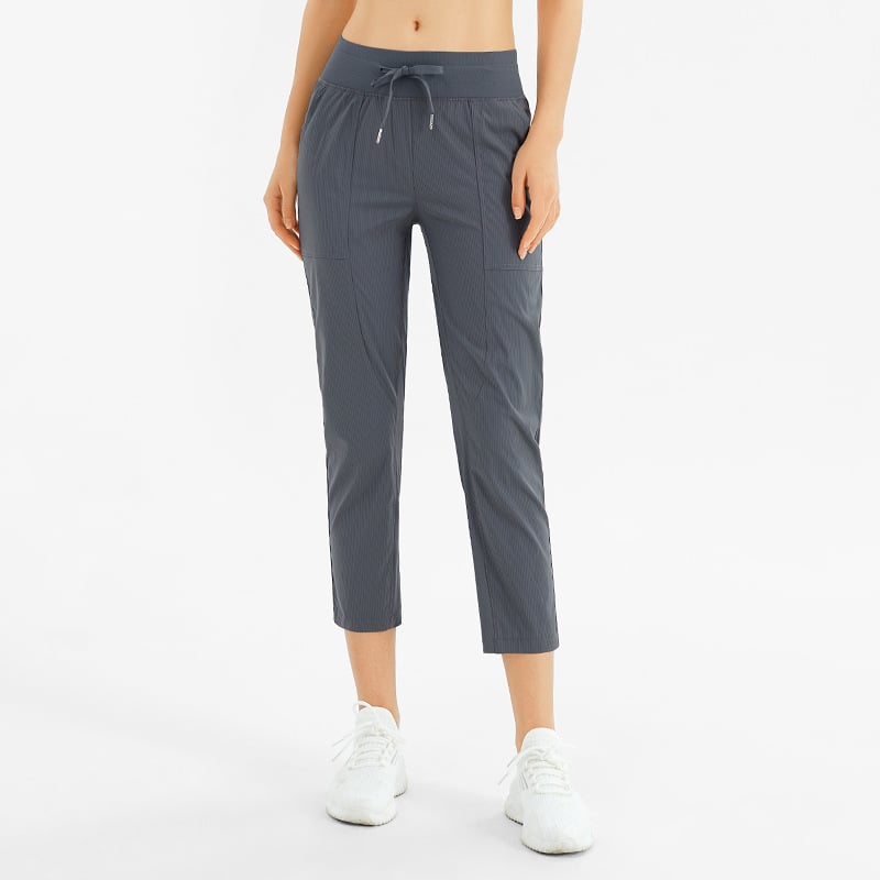 Damen-Yogahose mit knöchellangem Schnitt, Taschen und mittelhohem Bund – Sportlicher Stil