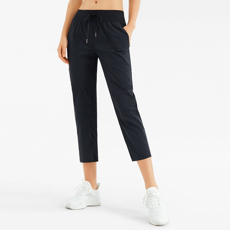 Damen-Yogahose mit knöchellangem Schnitt, Taschen und mittelhohem Bund – Sportlicher Stil