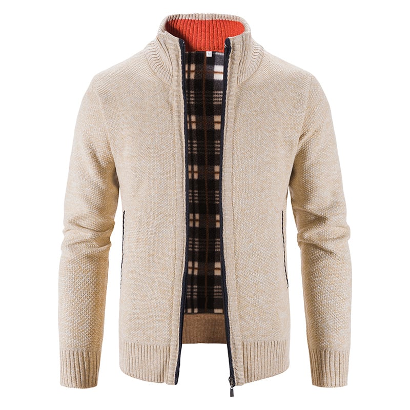 Men's Knit Cardigan Loose Fit Long Sleeve Open Design – Wool Blend