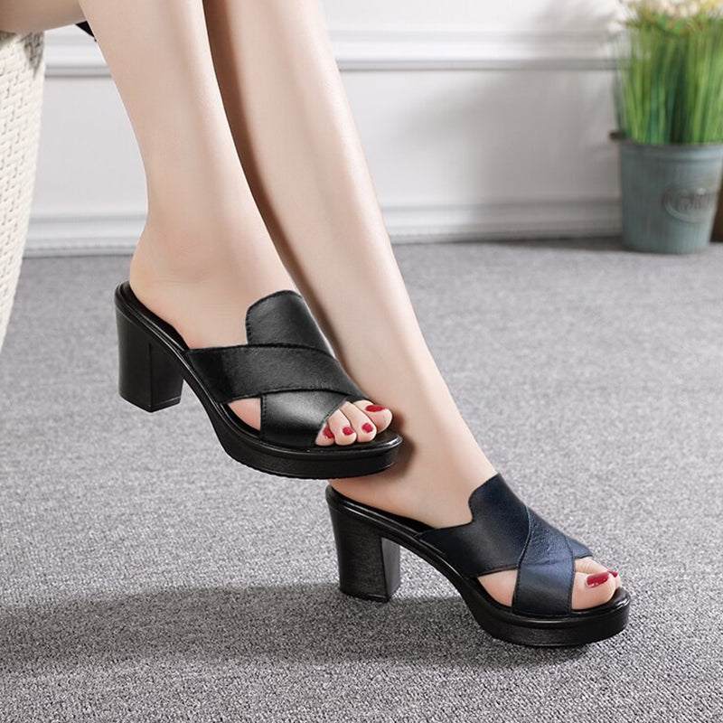 Herren Sommerschuhe Plateau Sandalen Schlupfdesign Kreuzriemen