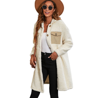 Damen Herbst-Langjacke mit Reißverschluss und Unifarbe