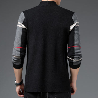 Herren Winter Strickpullover Schmale Passform Langarm – Woll-Mischung