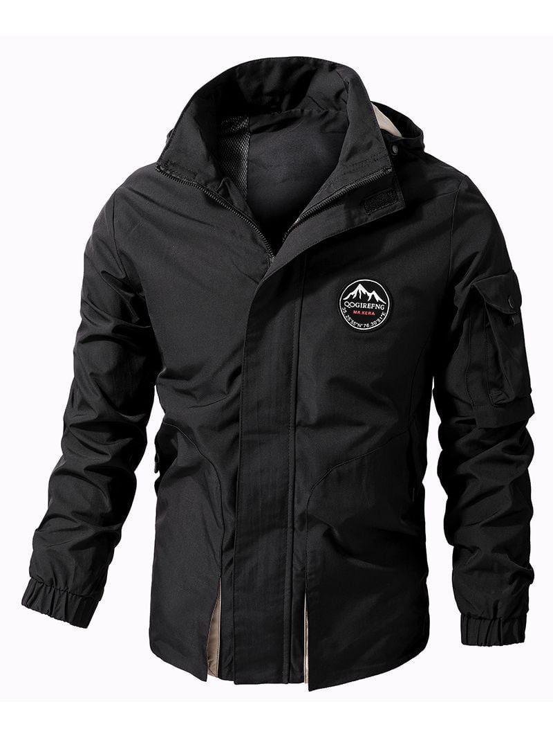 Kapuzenjacke Herren Oversize Langarm Outdoor Einfarbig – Baumwoll-Mischung